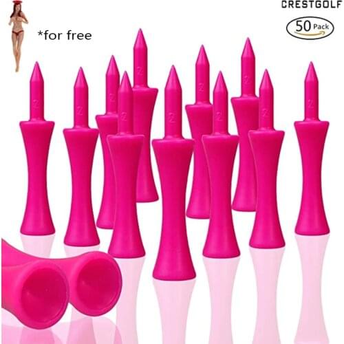 CRESTGOLF 60mm Step Down Golf Tees Unbreakable Reusable Plastic Golf Tees Golf Tee Holder for Golfer Practice Training 50pcs/Bag