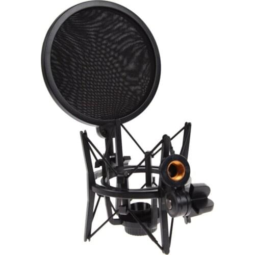 Quality Professional Microphone Mic Shock Mount with Shield Articulating Head Holder Stand Bracket for Studio Broadcast