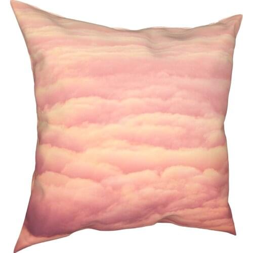 Like the clouds of pink marshmallow, printed pillow case, natural scene, linen pillow case, sofa, home decoration pillow case