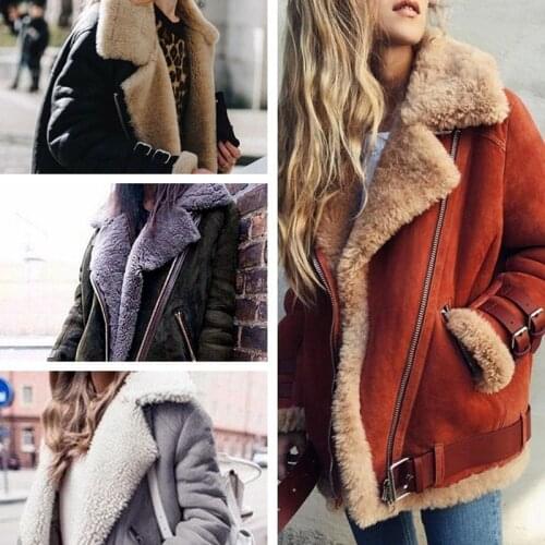Deerskin cashmere lamb wool coat womens Lapel fur cotton coat coat women winter jacket women
