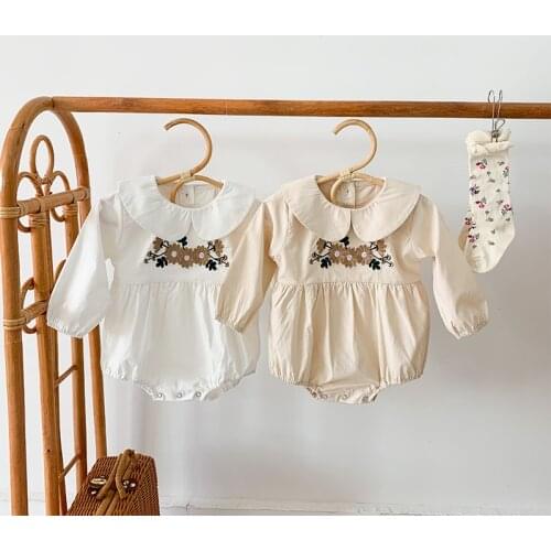 Spring Infant Baby Girl Newborn Rompers Clothes Baby Girl Rompers 0-3Yrs 2021 New Autumn Kids Girl Long Sleeve Embroider Rompers