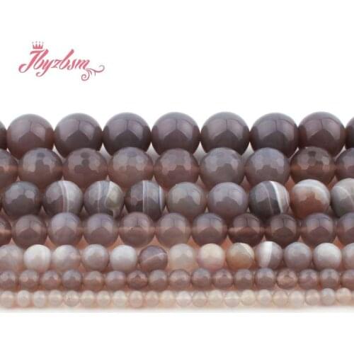 6,8,10,12mm Round Beads Ball Gray Agates Natural Stone Beads Loose For Necklace Bracelets DIY Jewelry Making 15"