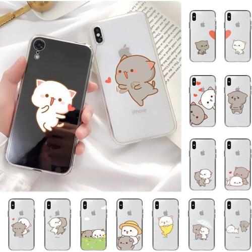 MaiYaCa Peach cat cute cartoon couple Phone Cases for iPhone 11 12 pro XS MAX 8 7 6 6S Plus X 5S SE 2020 XR case