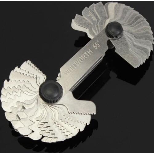 52Pcs Steel Thread Measuring Gage Metric Whitworth Screw Pitch Gauge 60 Degree