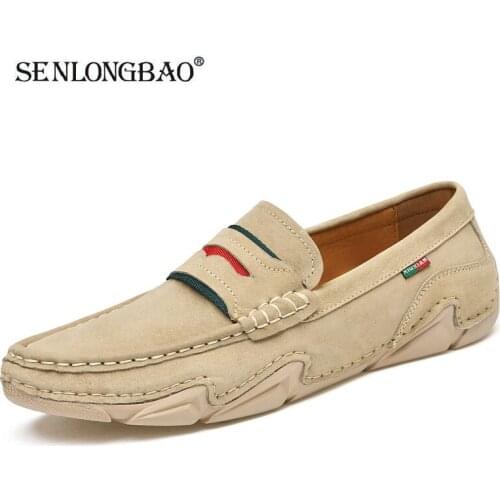Suede Men Loafers Luxury Brand Italian Designer Men Casual Shoes Comfortable Slip-on Moccasins Men Genuine Leather Driving Shoes