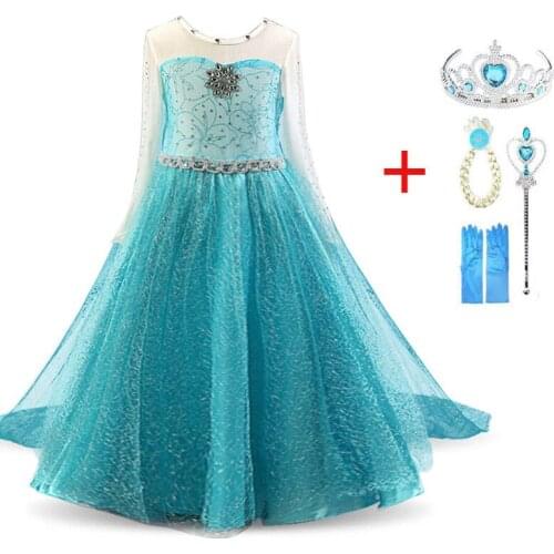 Girls Elsa Dress Snow Queen Elza Costumes Princess Elsa Anna Dresses for Children Party Vestidos Fantasia Kids Girls Clothing