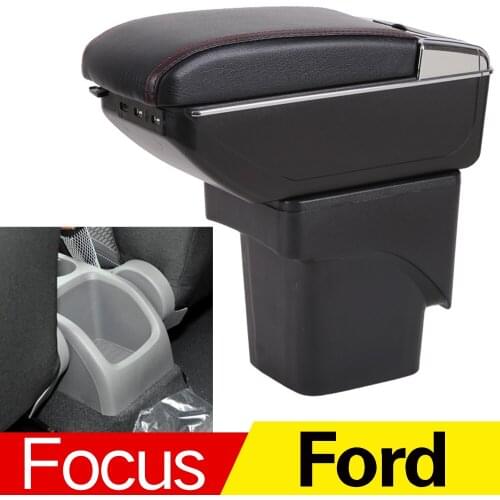 For Ford Focus 2 armrest box central Store content box with cup holder ashtray Can rise with USB accessory