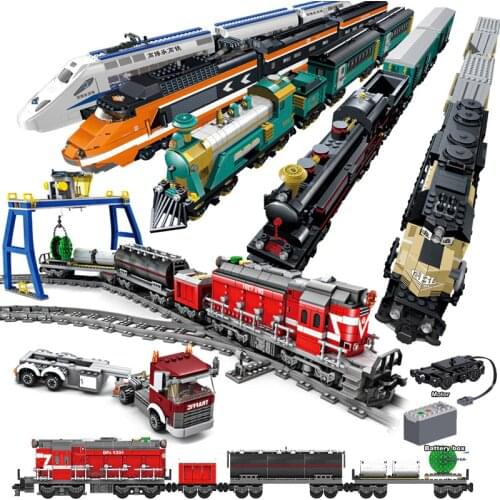 Technic City Remote Control Train Harmony High-speed Rail Electric Car Building Blocks RC Train Track Bricks Toys For Children