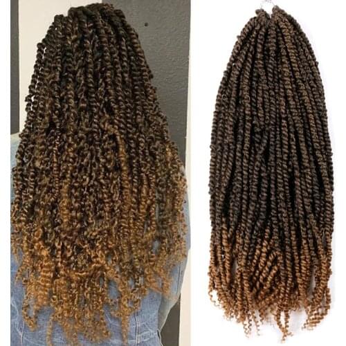Full Star 18" Fluffy Crochet Braids Brown Ombre Bug Spring Twists Hair 11 Roots Synthetic Braiding Hair Extensions Braids 45cm