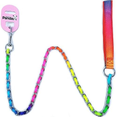 Rainbow Color Nylon Metal Mix Anti-bite Cat Doggie Puppy Dog Leash Leads Harness Belt Traction Rope Pet Outdoor Walking Supply