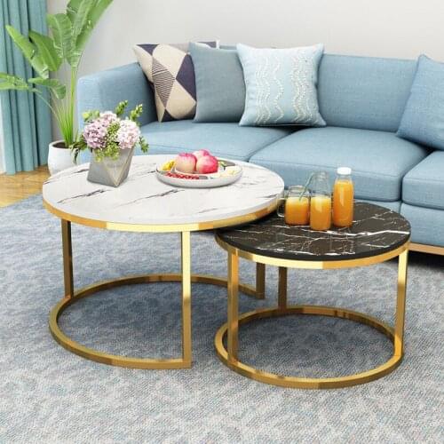 Modern and simple living room round table side table solid and sturdy creative iron art small coffee table