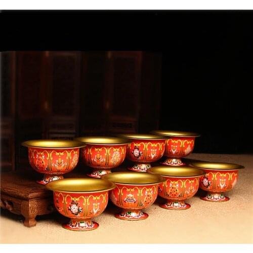 Tibetan buddha bowls Tantra talisman water purifying cups holy water cup Buddhist supplies Dharma cup bowl 8pcs/lot