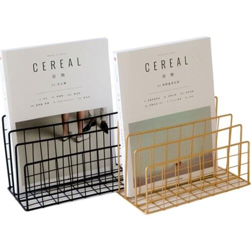 3 Grid Vertical Desktop Organizer Metal Newspaper Magazine Book Holder Rack File Organizer Storage Rack for Home Office