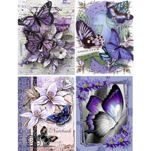 Yumeart 5D DIY Diamond Painting Butterfly Full Square Diamond Embroidery Animal Picture Mosaic Rhinestones Handmade Hobby Craft