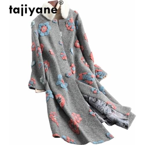 Mink Fur Collar Real Fur Coat Female Wool Jacket Autumn Winter Coat Women Clothes 2020 Korean Vintage Sheep Shealring Tops T4691