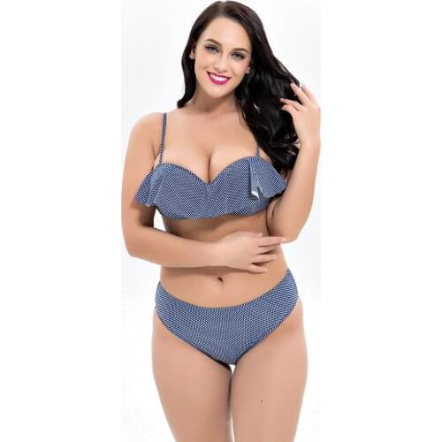 WomenS Swimwear 3Xl Sexy Fashion V-Neck Bikini Large Size Polka-Dot Lace High-Waisted Underwire Swimsuit Women