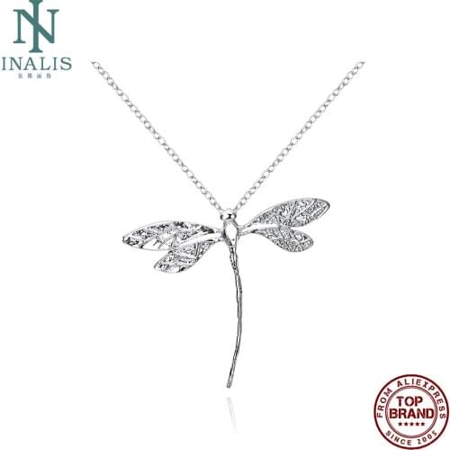 INALIS Fashion Silver Plated Necklace Creative Dragonfly Woman Necklace Romantic Anniversary Party Gift Trend Jewelry 2021