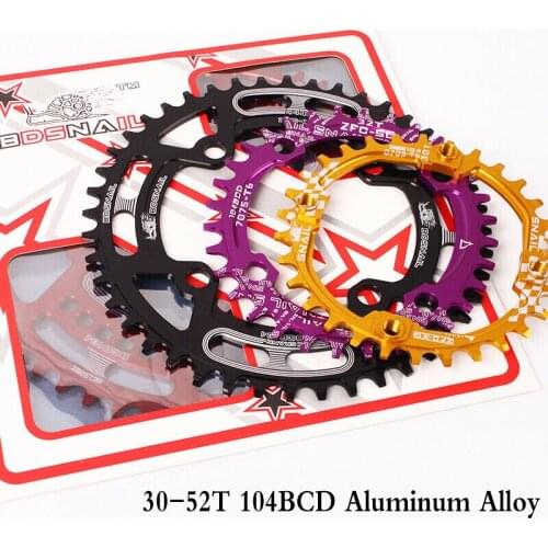 SNAIL MTB 104BCD Crankset 44-52t Narrow Wide Bike Chainring Aluminum Alloy 30-36t 38-42t Chain Wheel Round Bicycle Accessories