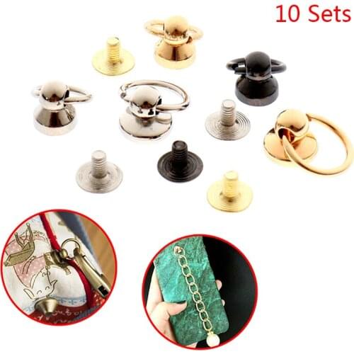 10Pcs Metal Bags Rivet Nail Buckle Swivel Screw Studs Button Handbag Accessories