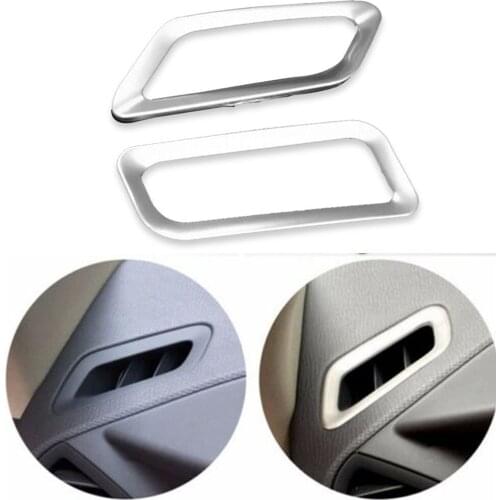 2pcs Car Air Outlet Cover Chrome Trim Air Vent Frame Strips For Volvo XC60 2009 2010 2011 2012 2013 2014 2015 2016 2017