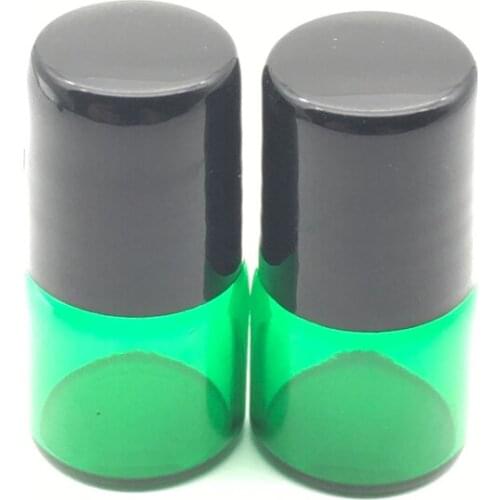 20pcs Refillable 1ml Green Roller Glass Bottle for Essential Oils Perfume Empty roll on Vials Deodorant Containers