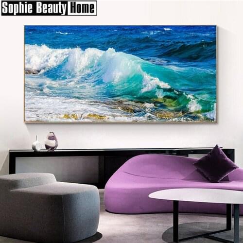 5d Diamond Painting Blue Wave Abstract large size painting Diy Diamond Mosaic Full Drill Diamond Embroidery Rhinestones 20A031