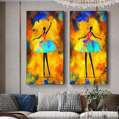 Abstract African Ballet Girl Canvas Painting Modern Dance Ballerina Poster and Print Wall Art Picture for Living Room Home Decor
