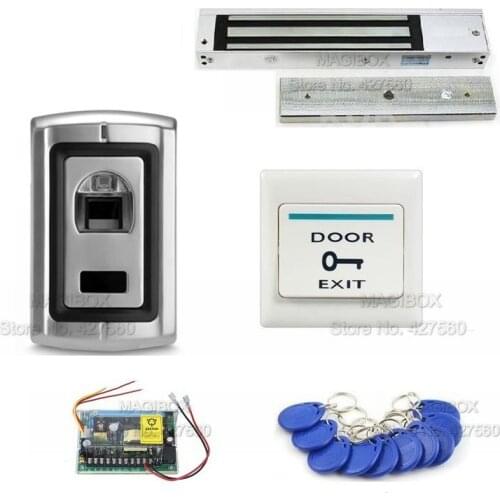 ACSS18 Fingerprint & ID/EM Reader Door Access Control System Kit 280Kg Magnetic Lock + Power Supply+Switch