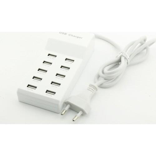 10pcs EU 10-Port Fast USB Charging Power Strip Adapter Wall Travel Desktop Charger Hub
