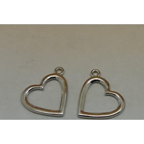 ALY 100pcs/lot Antique Silver Hollow Heart Charms 22x25mm Heart Frame Jewelry Accessories DIY Pendant