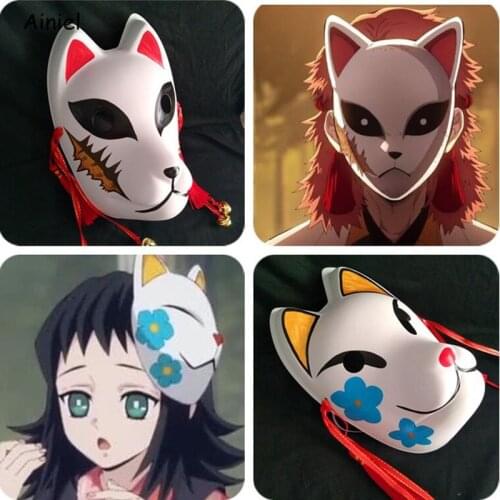 Anime Demon Slayer: Kimetsu no Yaiba Cosplay Masks Kamado Tanjirou Makomo Plastic Sabito Hand Drawn Fox Mask Halloween Props