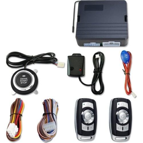 Car Keyless Entry Engine Start Alarm System Push Button Remote Starter Stop Auto Car Alarm Accessories With 2 Keys