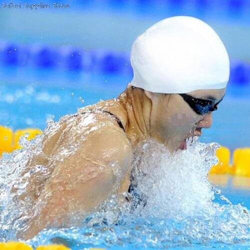 Unisex Adult White Latex Flexibility Swimming Pool Caps for Women Men Silicone Swim Hats Wears Bathing Cap Protect Ears Hair