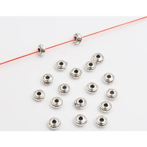 50pcs 7mmAntique SilverColor Flat Round Shape Metal Spacer Beads For Jewelry Making Earring Bracele Accessories Wholesale