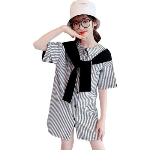 Kids Dresses For Girls Striped Dress For Kids Girl Patchwork Children Party Dresses Letter Childrens Costumes For Girls