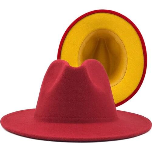 Two tone Fedora hat jazz hat fedora hat mixed color Cowboy Winter Fedora Hat Big Brim For Men Jazz Hat leapoard round top hat