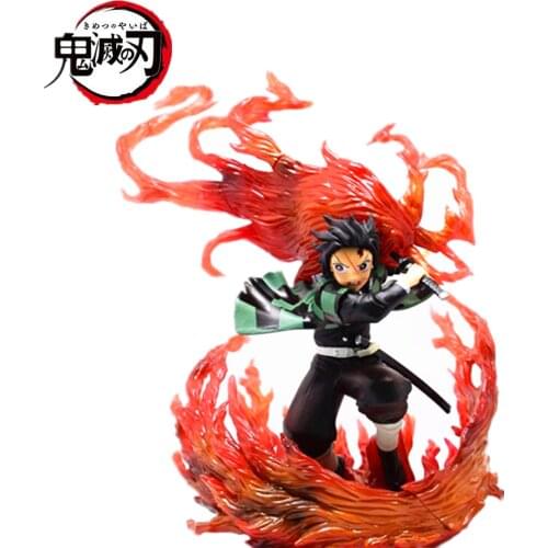 Anime Demon Slayer Tanjirou Dance of the Fire God PVC Action Figures 190mm Kimetsu no Yaiba Tanjirou Figurine Toys Diorama