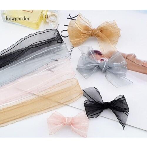 Kewgarden Irregular Edge Snow Gauze Voile Ribbon 25mm 1" Handmade Tape DIY Brooch Hair Bow Accessories Packing Webbing 5 Meters