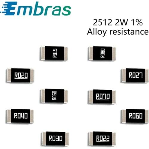 50Pcs 2512 2W SMD Alloy Set Of Resistor 1% Tolerance 0.009R 0.02R 0.039R 0.05R 0.14R 0.25R 0.5 Ohm Low Ohmic Chip Resistance Kit