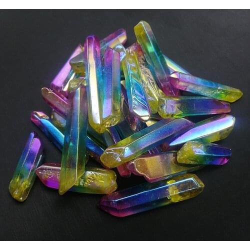 Colorful Titanium Aura Quartz Crystal Stone Point Specimen Elecrtoplated Crystals Decoration Crafts Stones