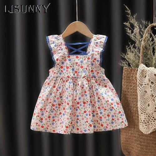 LISUNNY Baby Girls Summer Dress New Toddler Princess Dresses Children Fashion Floral Toddler Girl Clothes Sleeveless Party Dress