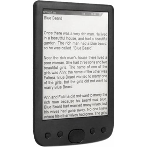Hot BK-6025 6 Inch E-Book Reader 800x600 Resolution E-Ink Screen Glare-Free with USB Cable PU Cover Built-In Light 4GB Memory St