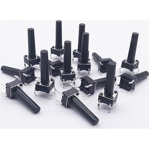 100pcs Micro switch button switch tact switch button 4 foot vertical 6*6*17 copper foot iron cover