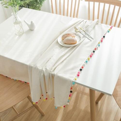 Multi-function Cotton Linen Tablecloth Dust Proof Tea Table Cover Rectangle White Tables Cloth Room Decor Aesthetic