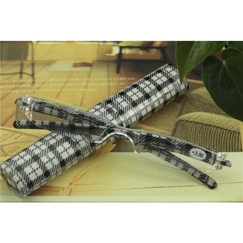 Fashion Women Grid Presbyopia Reading Glasses Plastic Case Diopter 1.0 1.5 2.0 to 4.0 Parents Gifts R009