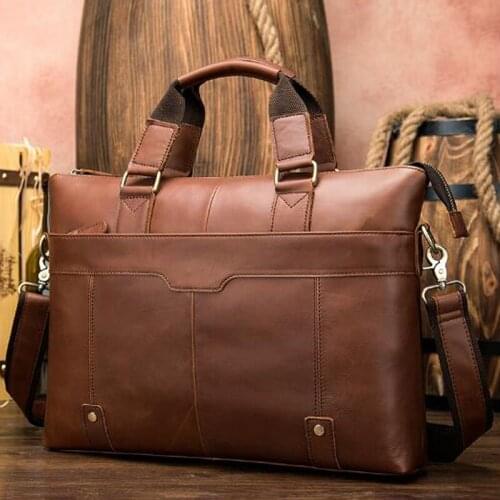 Mens Simple Fashion Bag Genuine Leather briefcase Male bag natural Leather for men Messenger bags mens briefcases
