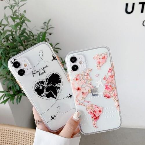 World Map Planes Travel Soft Silicone Phone Case For iPhone X XR XS 11 Pro Max 7 8 Plus SE 2020 Transparent Cover Fundas Capa