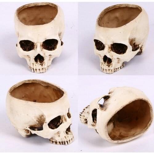 Halloween Simulation Resin Skull Desktop Decoration Multifunction Ashtray Flower Pot Ghost Festival Halloween Party Decor xx60