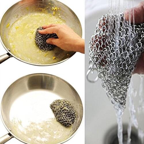 New Kitchen Square Circle Stainless Steel Pot Pan Bowl Scrubber Brush Cleaning Tool