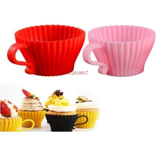 New Soft Round Silicone Cake Mold with Handle Muffin Chocolate Silicone Mold Cupcake Liner Baking Cup Mold Egg Tart Cup